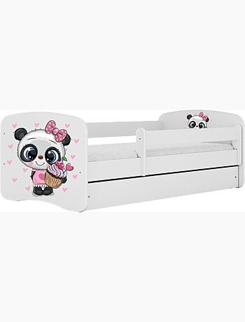 Lit babydreams panda blanc avec tiroir, sans matelas, 140/70