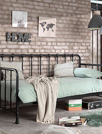 Lit banquette à barreaux en métal