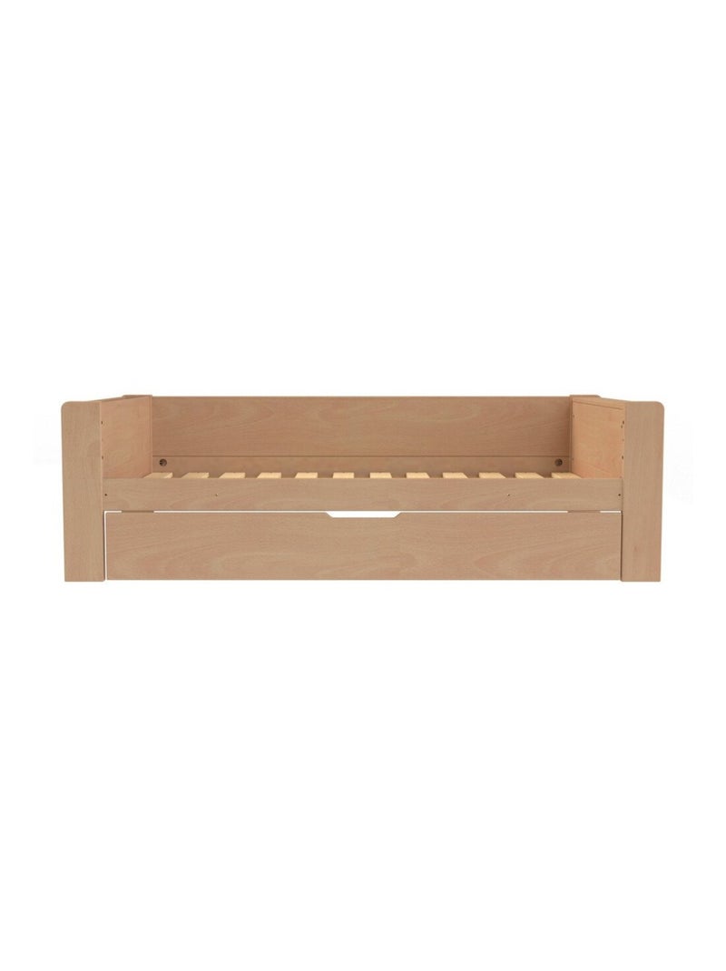 Lit banquette avec lit gigogne bois massif hêtre naturel  ARSÈNE Bois naturel - Kiabi