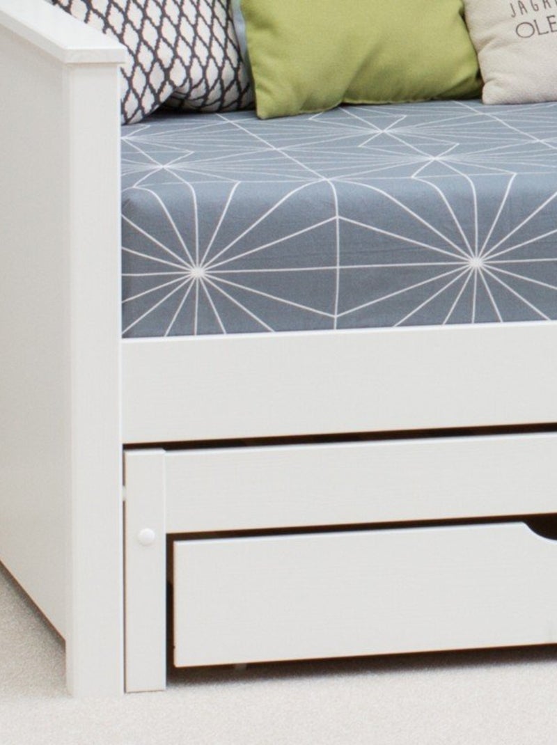 Lit banquette avec lit gigogne pin massif  BASILE Blanc - Kiabi