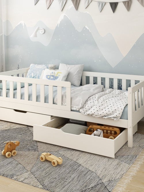 Lit banquette avec tiroirs pin massif  CHARLIE - Kiabi