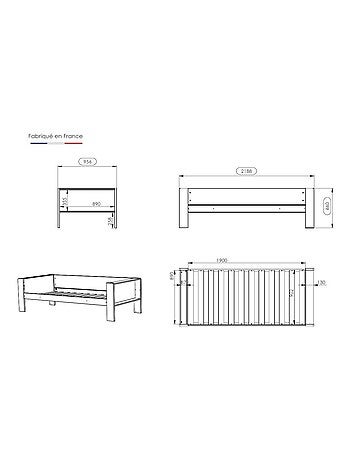 Lit banquette bois massif hêtre naturel ARSÈNE