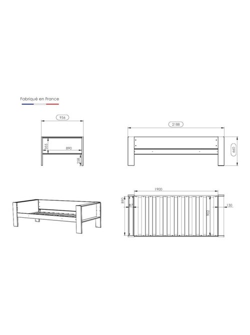 Lit banquette bois massif hêtre naturel  ARSÈNE - Kiabi