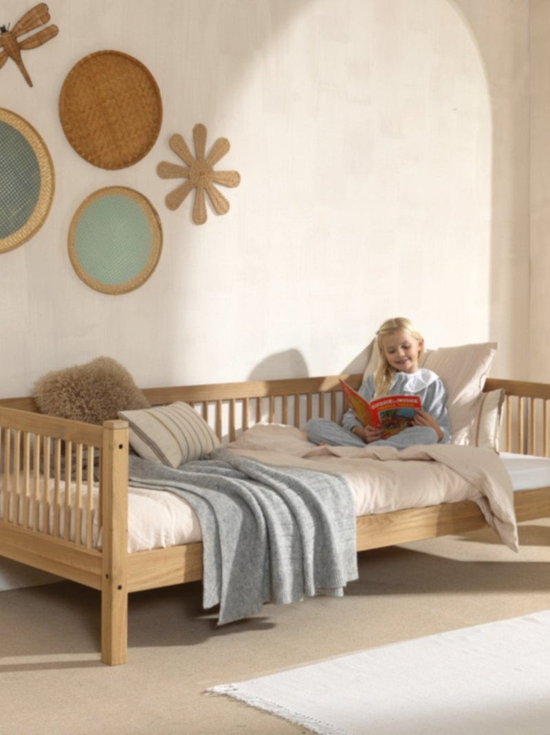 Lit banquette en chêne massif  ROMANE Bois naturel - Kiabi