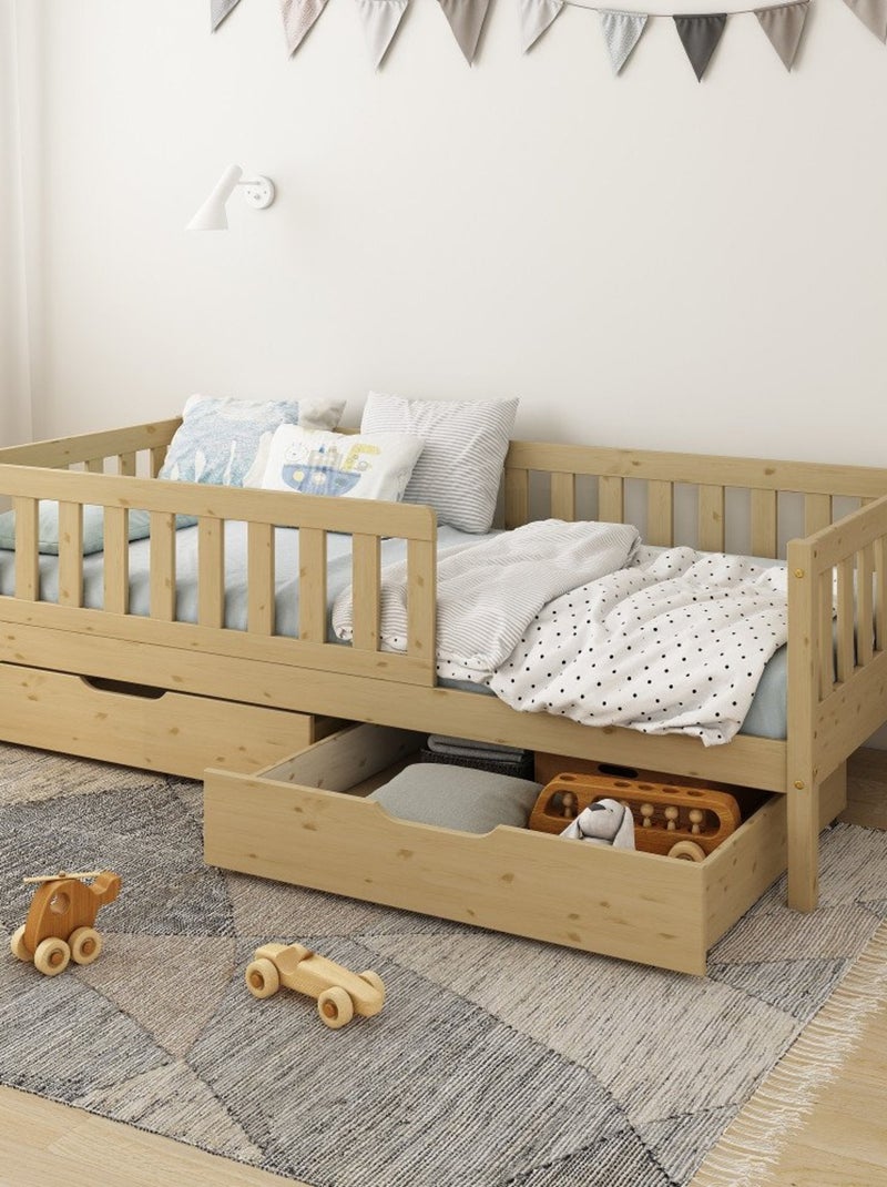Lit banquette pin massif  CHARLIE Bois naturel - Kiabi