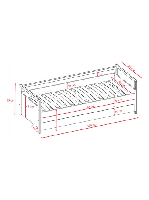 Lit Banquette Victor - 180 x 80 cm - Sans Matelas - Kiabi