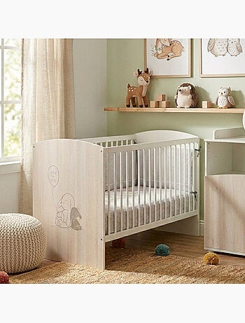 Lit bébé 120x60 à barreaux décor bois - BABYPRICE
