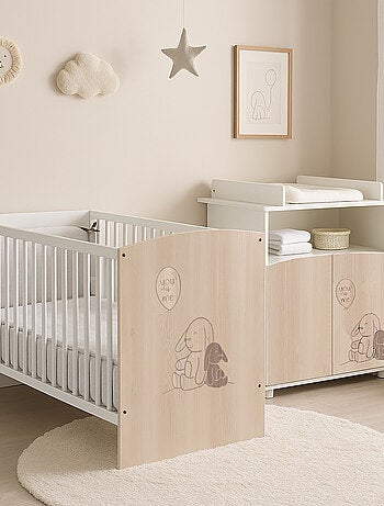 Lit bébé 120x60 à barreaux décor bois - BABYPRICE