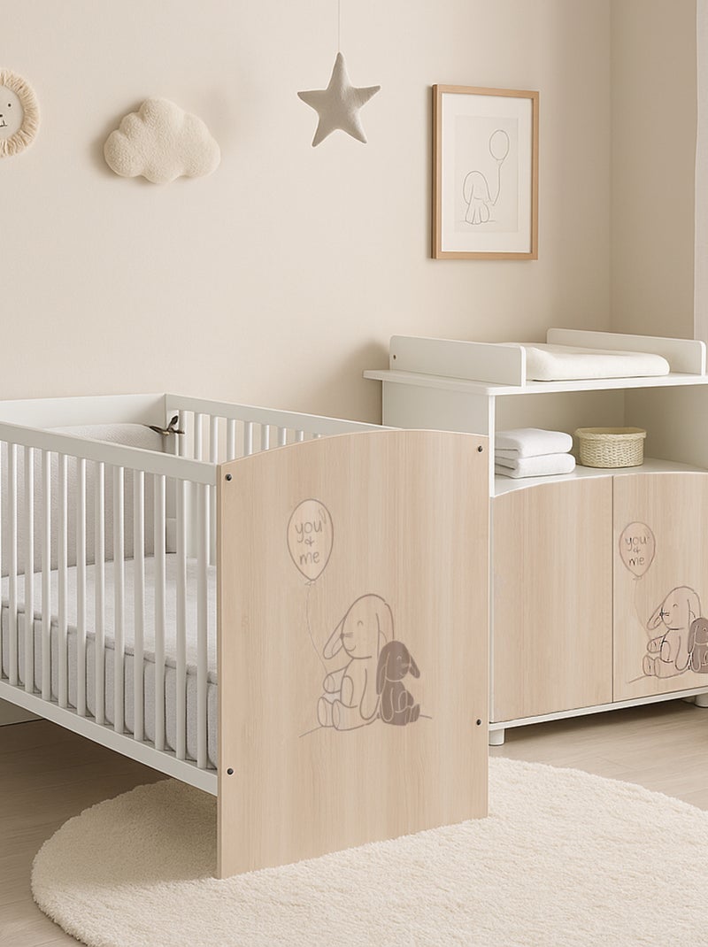 Lit bébé 120x60 à barreaux décor bois - BABYPRICE Beige - Kiabi