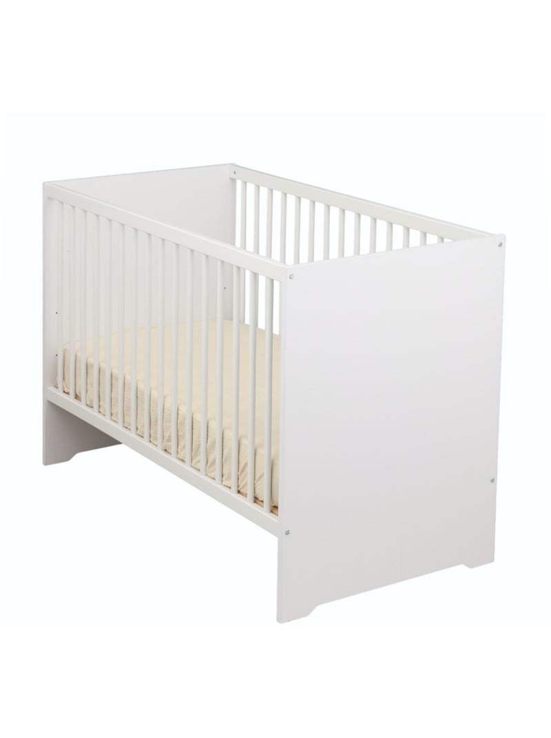 Lit bébé 120x60 avec têtes de lit panneaux laquées blanc et sommier réglable - BABYPRICE Blanc - Kiabi