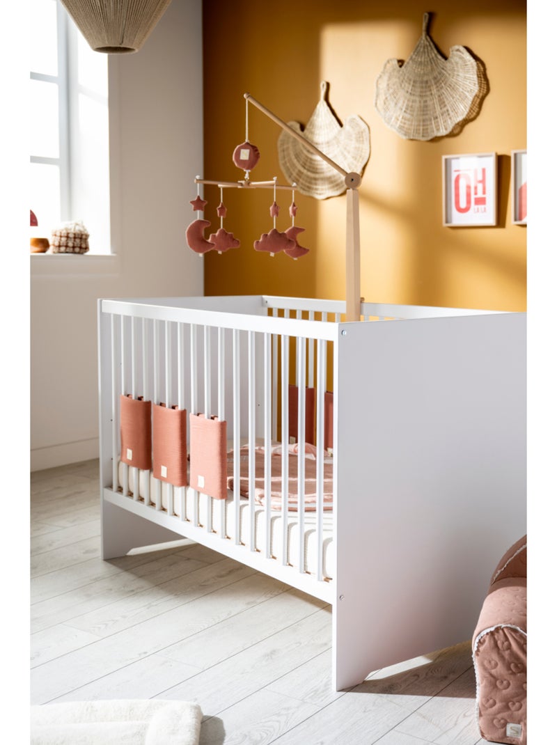 Lit bébé 120x60 avec têtes de lit panneaux laquées blanc et sommier réglable - BABYPRICE Blanc - Kiabi