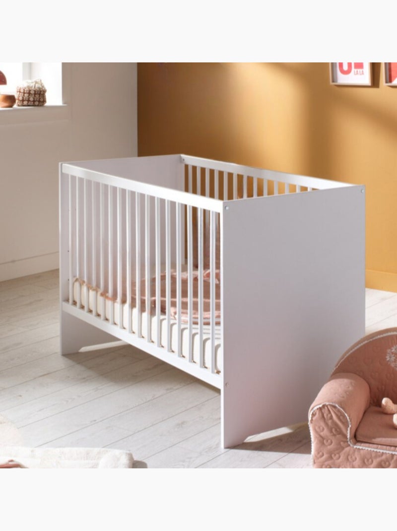 Lit bébé 120x60 avec têtes de lit panneaux laquées blanc et sommier réglable - BABYPRICE Blanc - Kiabi
