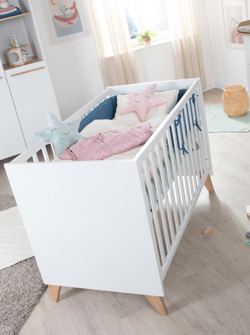 Lit bébé 2en1 cododo et lit indépendant 60 x 120 'Leon' ROBA Blanc/Bois - Kiabi