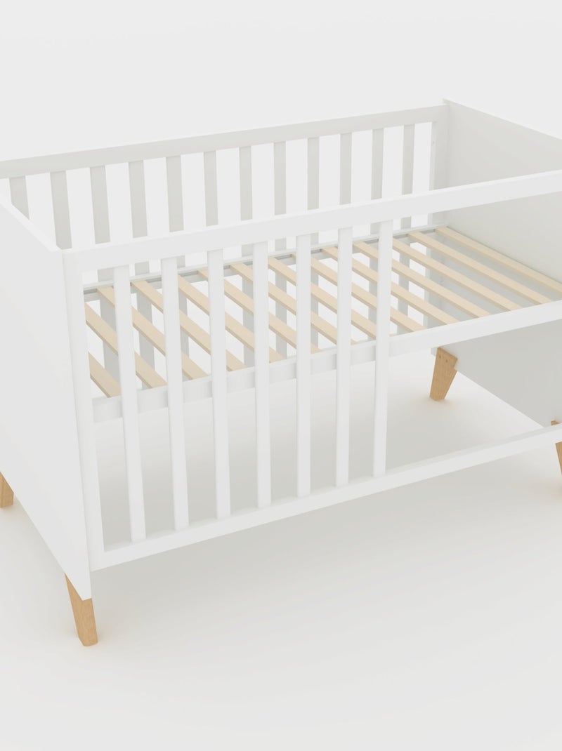 Lit bébé 2en1 cododo et lit indépendant 60 x 120 'Leon' ROBA Blanc/Bois - Kiabi