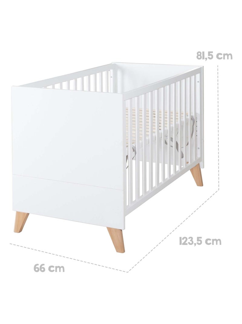 Lit bébé 2en1 cododo et lit indépendant 60 x 120 'Leon' ROBA Blanc/Bois - Kiabi