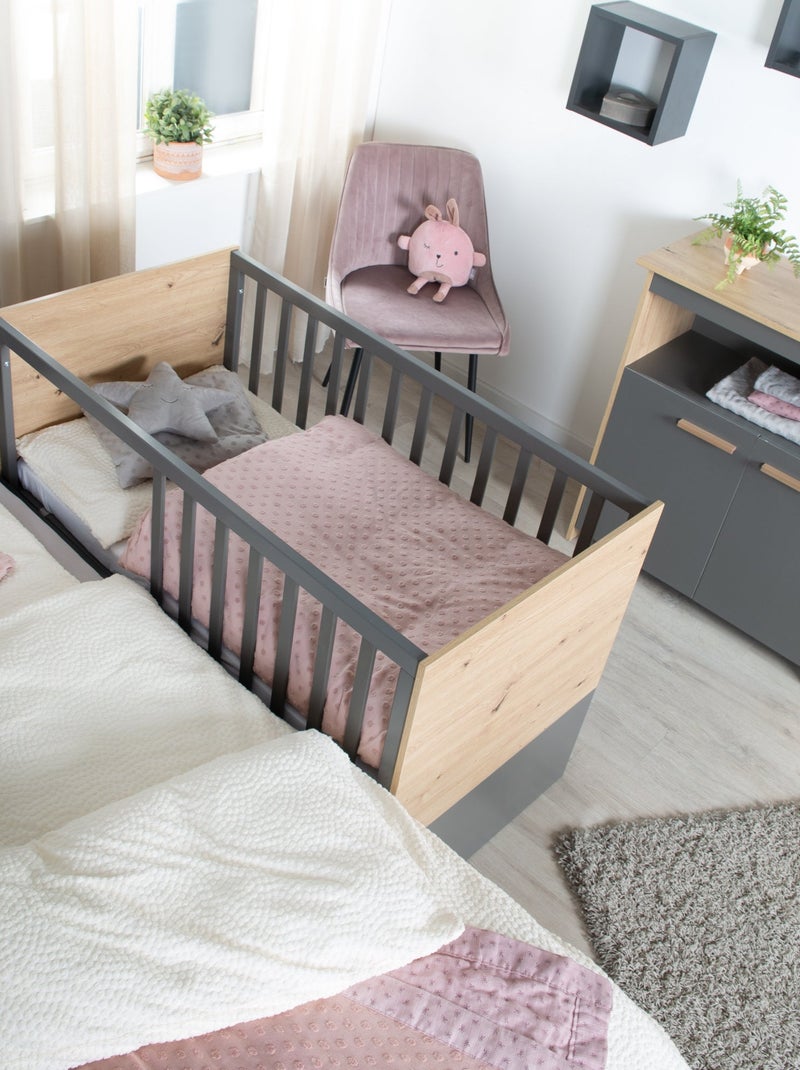 Lit bébé 2en1 cododo et lit indépendant 'Anna' ROBA gris anthracite - Kiabi