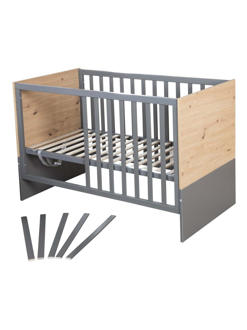 Lit bébé 2en1 cododo et lit indépendant 'Anna' ROBA gris anthracite - Kiabi