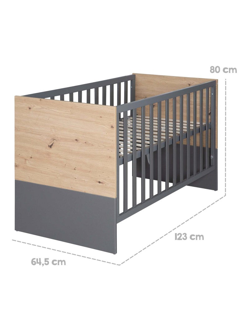 Lit bébé 2en1 cododo et lit indépendant 'Anna' ROBA gris anthracite - Kiabi