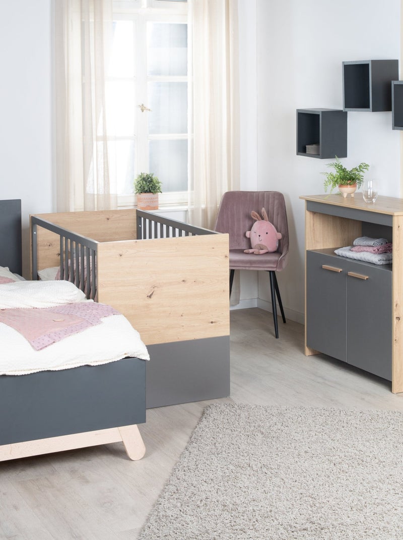 Lit bébé 2en1 cododo et lit indépendant 'Anna' ROBA gris anthracite - Kiabi