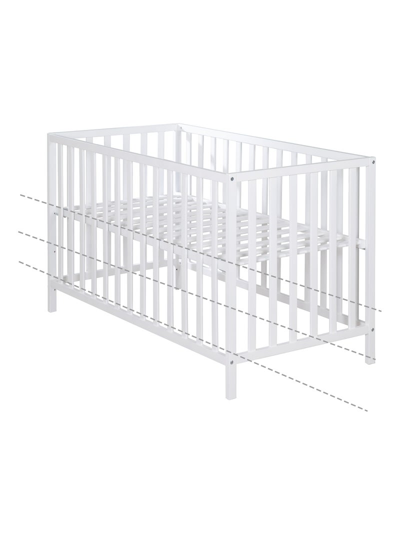 Lit bébé 60 x 120 en hêtre massif bio réglable en hauteur 'Cosi' ROBA Blanc - Kiabi