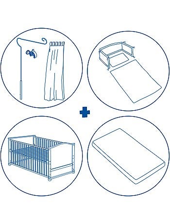 Lit bébé 70 x 140 cm évolutif avec literie complète 'Fox et Bunny' ROBA