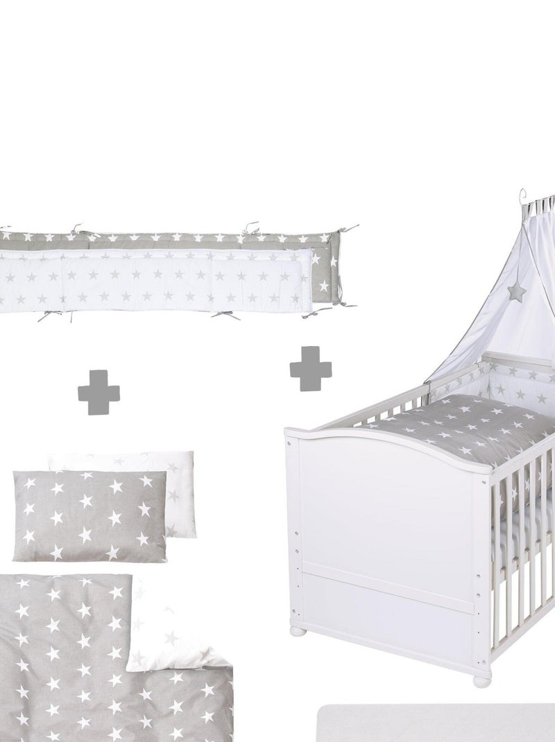 Lit bébé 70 x 140 cm évolutif avec literie complète 'Little Stars' ROBA Blanc - Kiabi