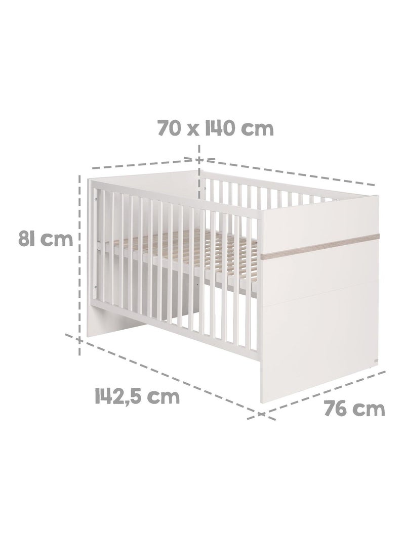 Lit bébé 70 x 140 cm évolutif avec tiroir de rangement 'Moritz' ROBA Blanc - Kiabi