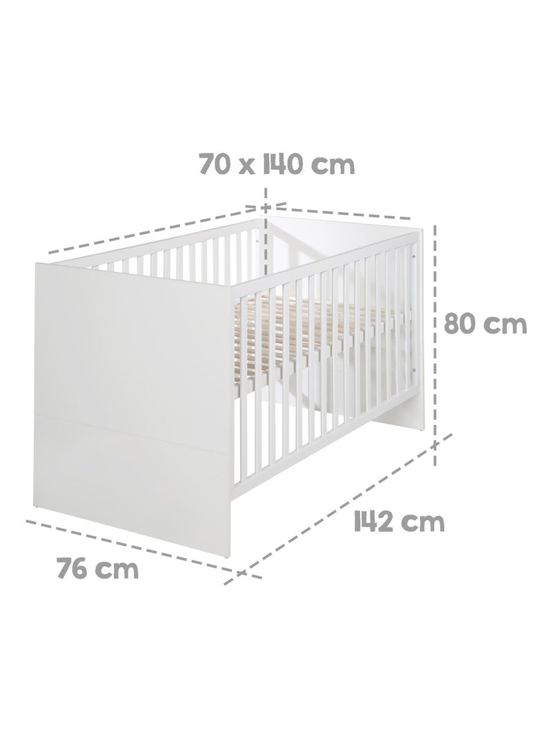 Lit bébé 70 x 140 cm évolutif convertible en lit enfant 'Lilo' ROBA Blanc - Kiabi