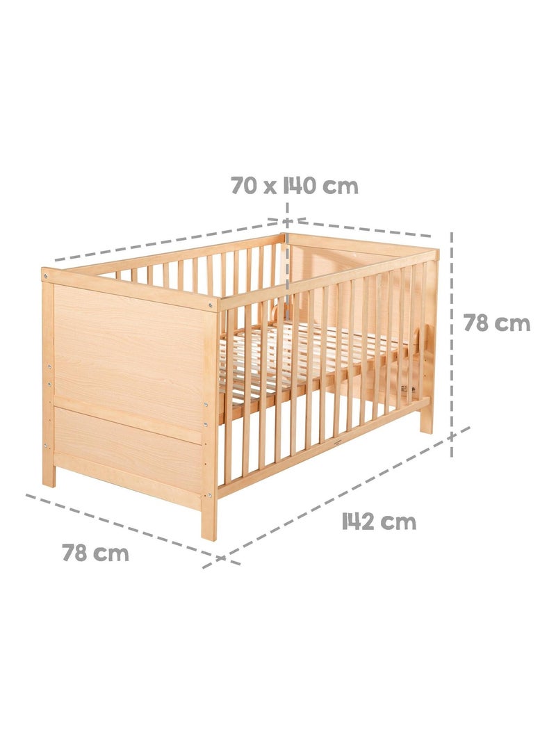 Lit bébé 70 x 140 cm évolutif et convertible en lit enfant ROBA Marron clair - Kiabi