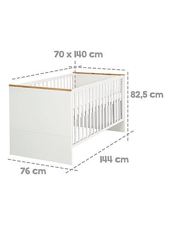 Lit bébé évolutif 70 x 140 convertible en lit enfant 'Finn' ROBA