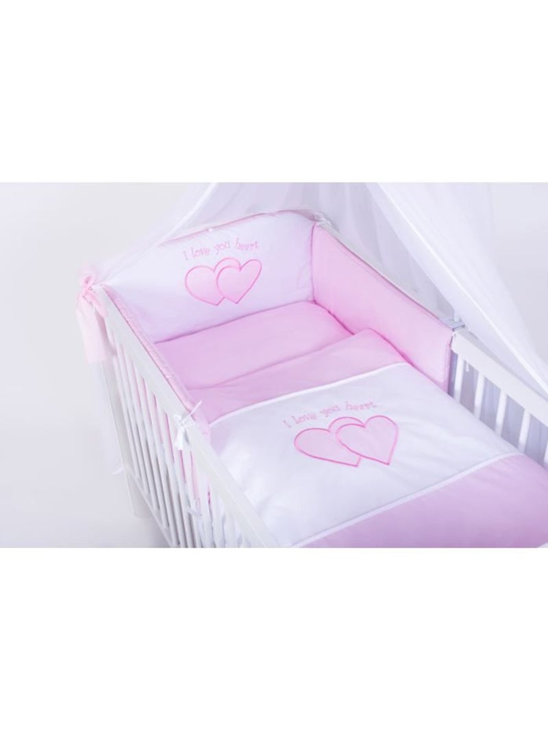 Lit bébé à barreaux - avec matelas et parure 11 pièces motif cœurs - kmbaby Blanc Rose - Kiabi
