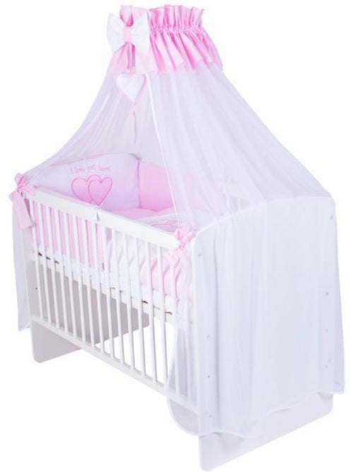 Lit bébé à barreaux - avec matelas et parure 11 pièces motif cœurs - kmbaby - Kiabi Lit bébé à barreaux - avec matelas et parure 11 pièces motif cœurs - kmbaby - Kiabi