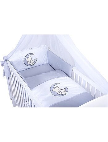 Lit bébé à barreaux - avec matelas et parure 11 pièces ourson ballon - kmbaby
