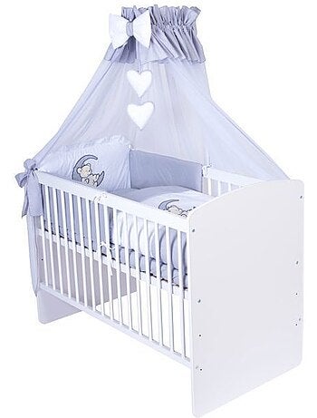 Lit bébé à barreaux - avec matelas et parure 11 pièces ourson ballon - kmbaby