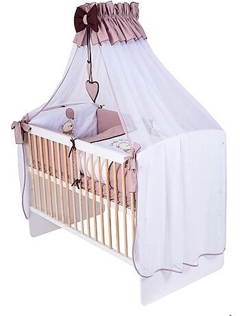 Lit bébé à barreaux - avec matelas et parure 11 pièces ourson ballon - kmbaby