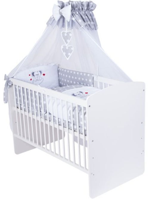 Lit bébé à barreaux - avec matelas + parure 11 pièces motif souris - kmbaby - Kiabi