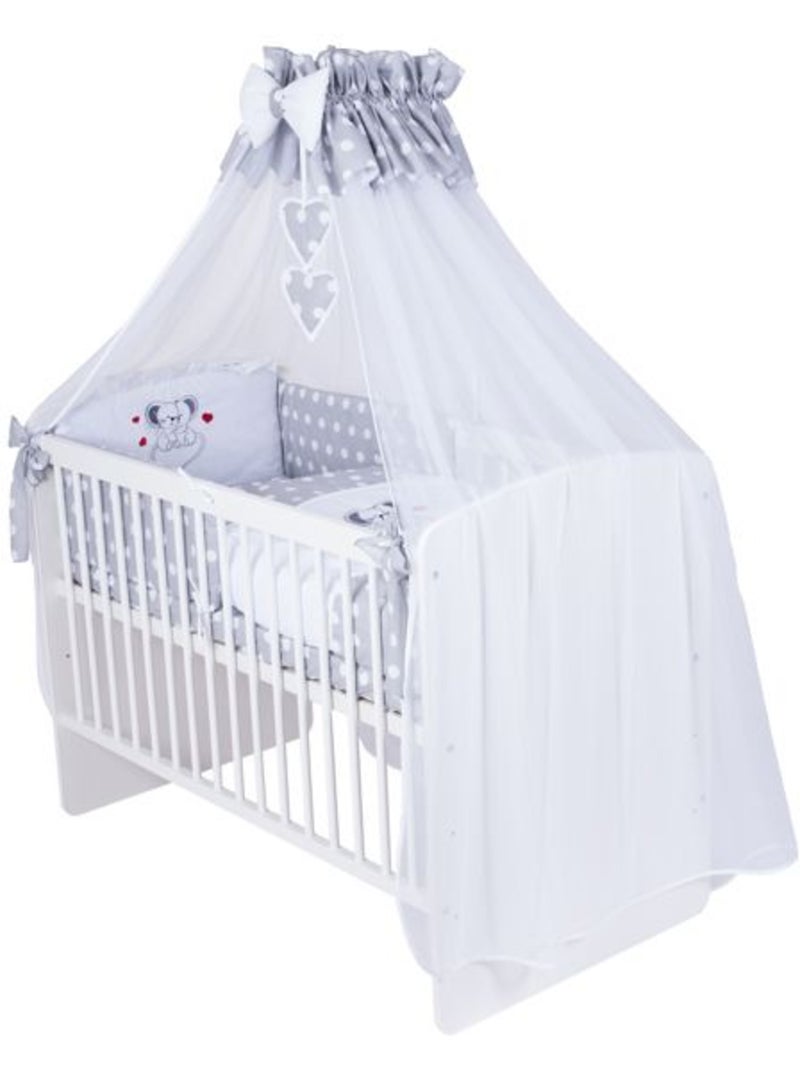 Lit bébé à barreaux - avec matelas + parure 11 pièces motif souris - kmbaby Blanc Gris - Kiabi