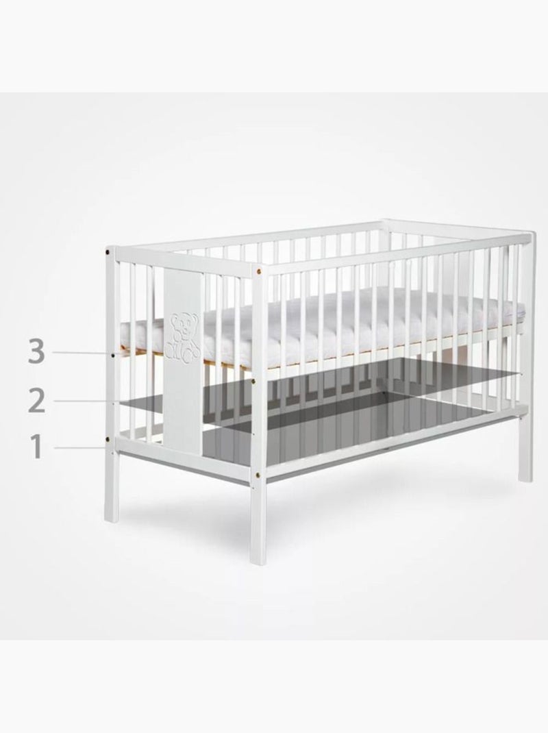Lit bébé à barreaux - avec matelas, sommier 3 hauteurs - kmbaby Blanc - Kiabi