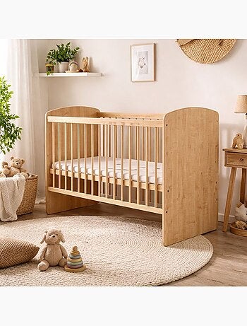 Lit bébé à barreaux - bois pin & mdf, sommier réglable - kmbaby
