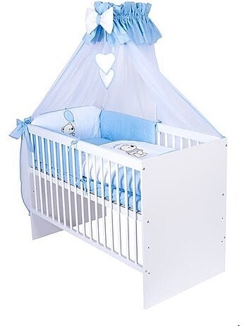 Lit bébé à barreaux avec matelas et parure 11 pièces ourson ballon - kmbaby