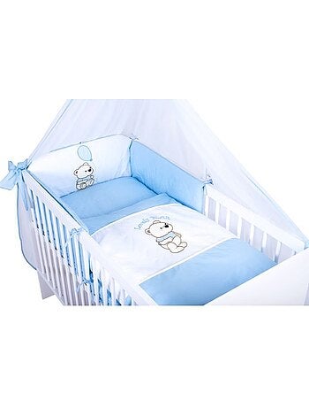 Lit bébé à barreaux avec matelas et parure 11 pièces ourson ballon - kmbaby