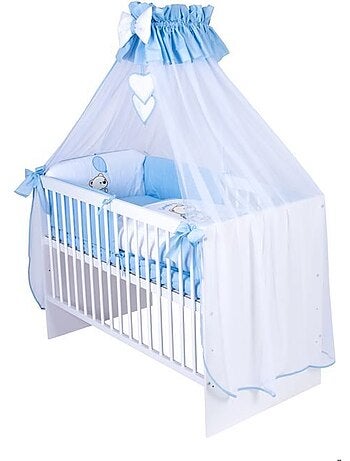 Lit bébé à barreaux avec matelas et parure 11 pièces ourson ballon - kmbaby