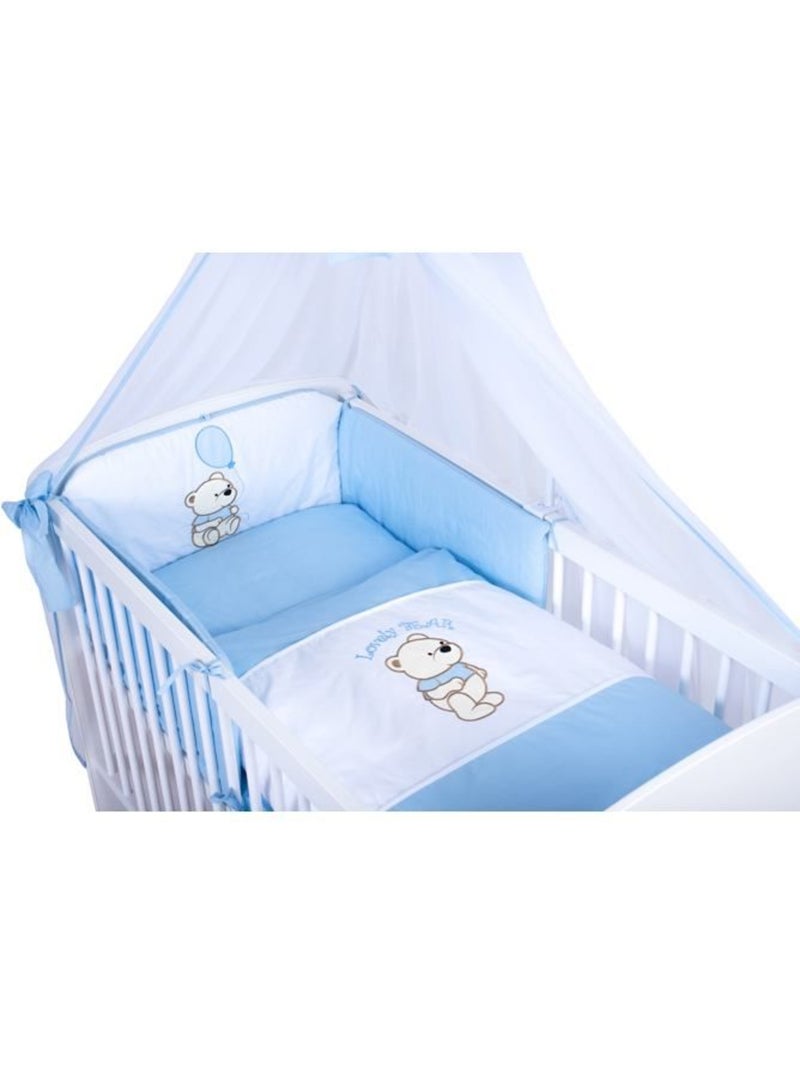 Lit bébé à barreaux - Matelas + parure 11 pièces motif ourson ballon - KMBABY Blanc Bleu - Kiabi