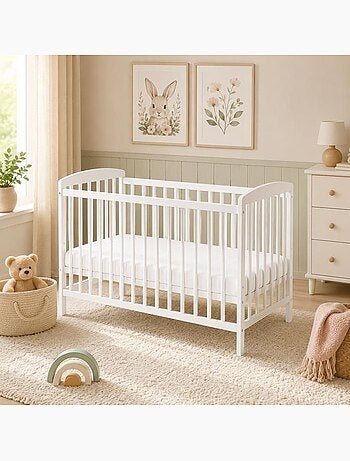Lit bébé à barreaux - pin massif, sans matelas - kmbaby