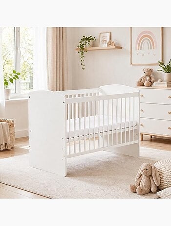 Lit bébé à barreaux - sommier 3 hauteurs, 3 barreaux amovibles - kmbaby