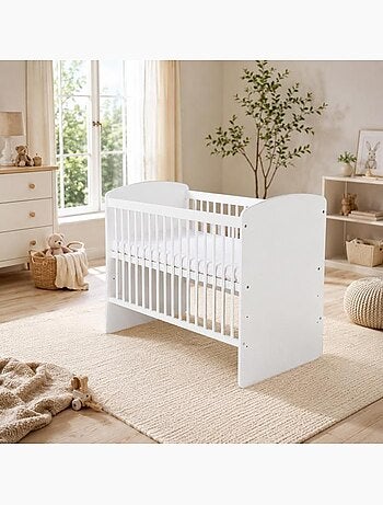 Lit bébé à barreaux - sommier 3 hauteurs, 3 barreaux amovibles - kmbaby