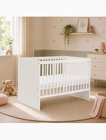 Lit bébé à barreaux - sommier réglable 3 hauteurs, 3 barreaux amovibles - kmbaby