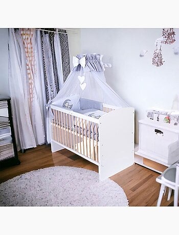 Lit bébé à barreaux avec matelas et parure 11 pièces - KMBABY