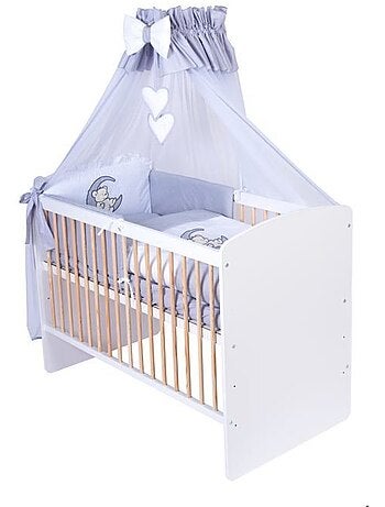 Lit bébé à barreaux avec matelas et parure 11 pièces - KMBABY