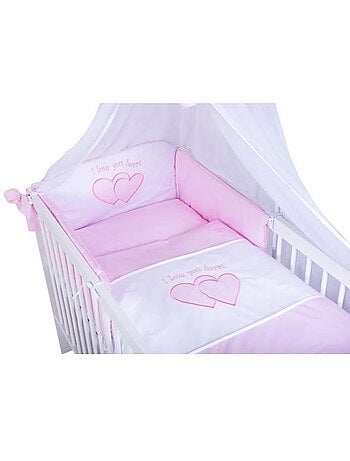Lit bébé à barreaux avec matelas et parure 11 pièces - kmbaby